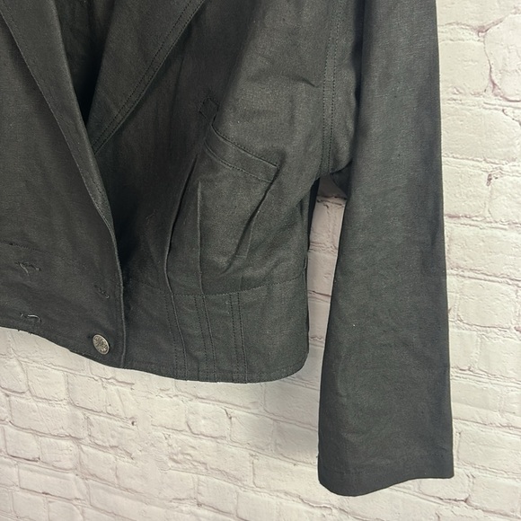 Vtg y2k My Pantalon cropped jacket charcoal double breasted pockets size 11/12 - Picture 5 of 10